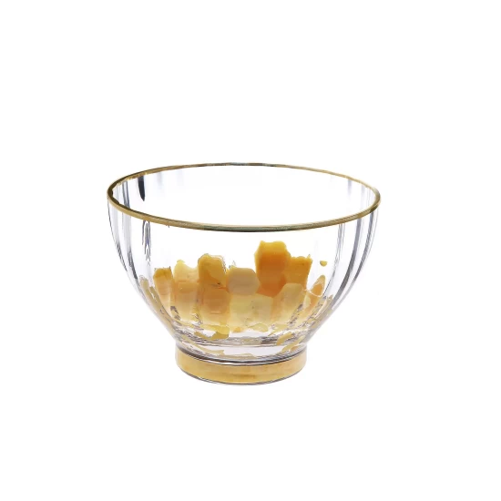 Wholesale π Classic Touch Set Of 4 Straight Line Textured Dessert Bowls With Vivid Gold Tone Rim And Base Clear βοΈ 5 Wholesale π Classic Touch Set Of 4 Straight Line Textured Dessert Bowls With Vivid Gold Tone Rim And Base Clear βοΈ - Image 3