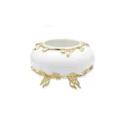 Hot Sale ✔️ Classic Touch Gold-Tone Leaf Cutlery Holder With 🔨 Hammered Glass Inserts 🧨