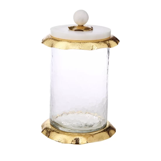 Flash Sale π Classic Touch 8.5 H Glass Canister With Marble And Lid Gold π 4 Flash Sale π Classic Touch 8.5 H Glass Canister With Marble And Lid Gold π - Image 2
