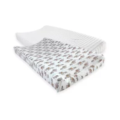 Flash Sale 🎁 Touched By Nature Organic Cotton Changing Pad Cover, 2-Pack, One Size Forest 🧨 -Deals Touch Store unnamed file 223