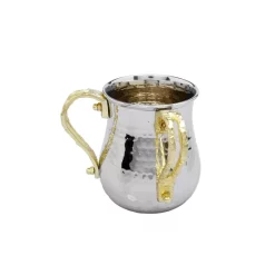 Best Pirce 💯 Classic Touch Stainless Steel Wash Cup With Gold-Tone Loop Handles Silver-tone ✔️ -Deals Touch Store unnamed file 254