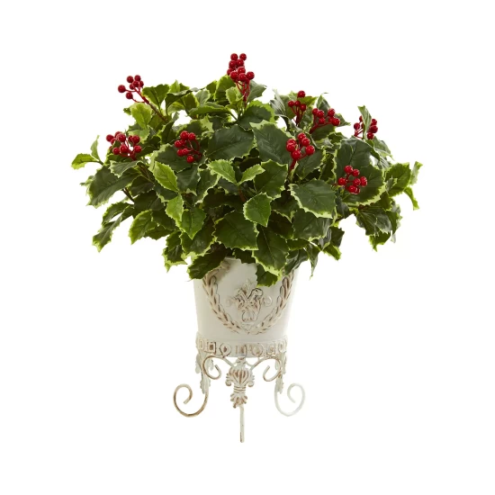 Coupon π Nearly Natural Variegated Holly Artificial Plant In Metal Planter (Real Touch) Green π 3 Coupon π Nearly Natural Variegated Holly Artificial Plant In Metal Planter (Real Touch) Green π - Image 2