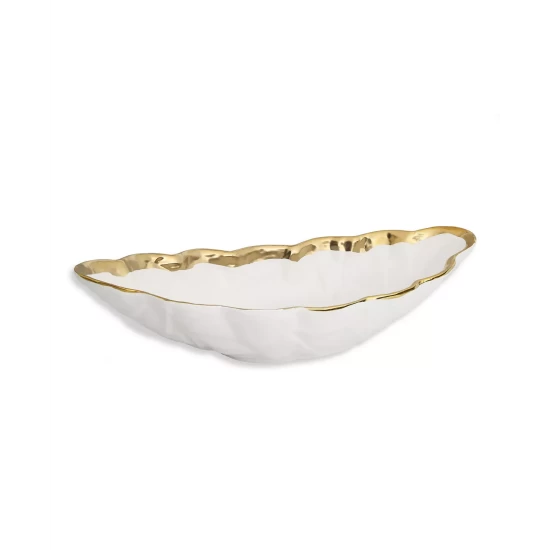 Best deal ⌛ Classic Touch 16.75 Leaf Shaped Bowl White ✔️ 4 Best deal ⌛ Classic Touch 16.75 Leaf Shaped Bowl White ✔️ - Image 2