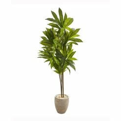 Budget 👏 Nearly Natural 68in. Dracaena Artificial Plant In Sand Colored Planter Real Touch Green ⌛