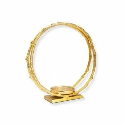 Deals ❤️ Classic Touch 13.75 Circle Hurricane Candle Holder Gold-tone 🌟