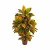 New 🔔 Nearly Natural 39” Croton Artificial Plant (Real Touch) Orange ⌛