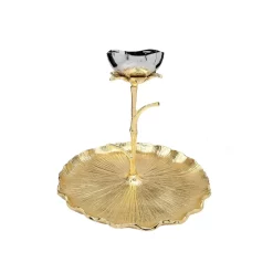 Deals ✨ Classic Touch Gold Round Chip And Dip Bowl With Lotus Flower Design 💯 -Deals Touch Store unnamed file 50