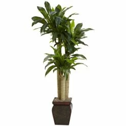 Outlet 👏 Nearly Natural 4.5' Cornstalk Dracaena Real Touch Artificial Plant In Vase Green ⌛
