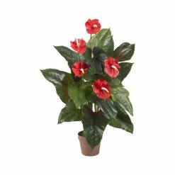 Flash Sale 𧨠Nearly Natural 3' Anthurium Silk Plant - Real Touch Red β