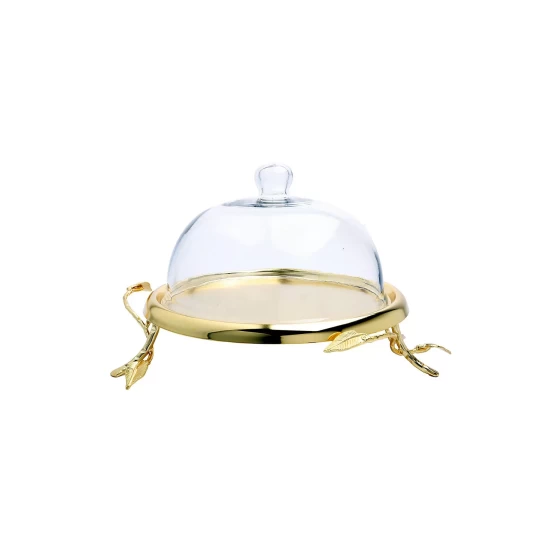 Discount π Classic Touch Gold-Tone Leaf Cake Plate With Glass Dome π₯ 4 Discount π Classic Touch Gold-Tone Leaf Cake Plate With Glass Dome π₯ - Image 2