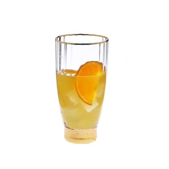 Promo π Classic Touch Set Of 6 Straight Line Textured Water Tumblers With Vivid Gold Tone Base And Rim Clear π 6 Promo π Classic Touch Set Of 6 Straight Line Textured Water Tumblers With Vivid Gold Tone Base And Rim Clear π - Image 4